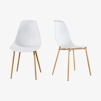 Out & Out Original Astrid – Resin Chairs – White – Wood Legs - Set of 2