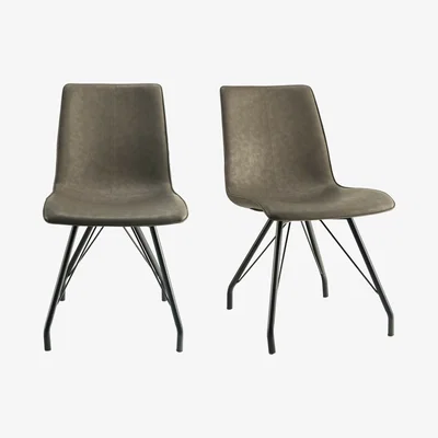 Out & Out Original Bjork – Leather-Look Chair – Grey - Set of 2