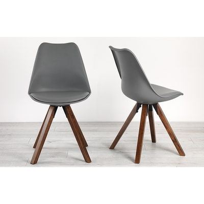 Out & Out Original Bojan – Walnut Bucket Chairs - Grey - Set of 2