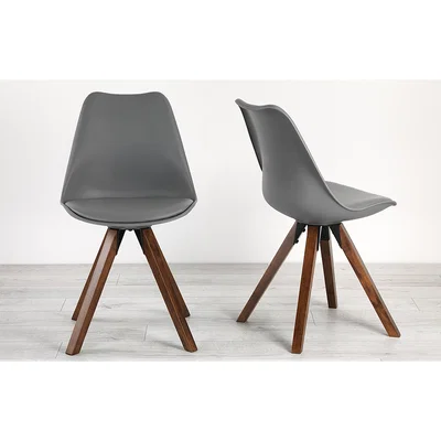 Out & Out Original Bojan – Walnut Bucket Chairs - Grey - Set of 2