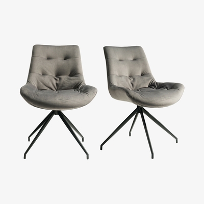 Out & Out Original Manhattan - Velvet Chair - Grey - Set of 2