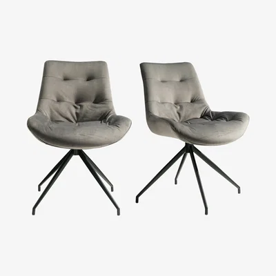 Out & Out Original Manhattan - Velvet Chair - Grey - Set of 2