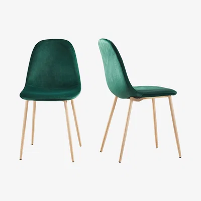 Out & Out Original Astrid – Velvet Chairs – Green - White Oak – Set of 2
