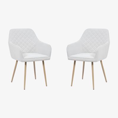 Out & Out Original Erika - Cream Faux Leather Chair - Wood Legs - Set of 2