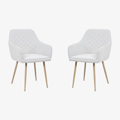 Out & Out Original Erika - Cream Faux Leather Chair - Wood Legs - Set of 2