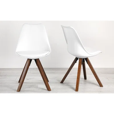 Out & Out Original Bojan – Walnut Bucket Chairs - White - Set of 2