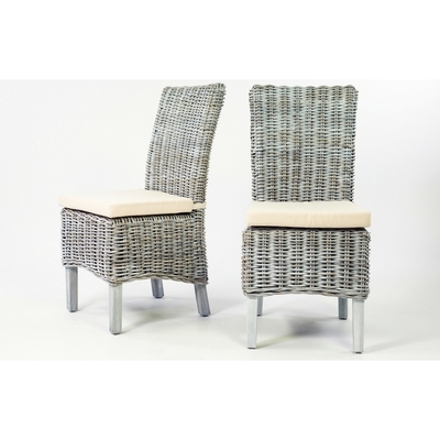 Out & Out Original Maya - Set of Two High Back Rattan Chairs - White