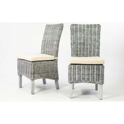 Out & Out Original Maya - Set of Two High Back Rattan Chairs - White