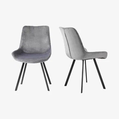 Out & Out Original Aria – Velvet Chairs – Grey - Set of 2