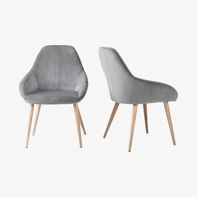 Out & Out Original Maison - Velvet Chair - Grey - Set of 2