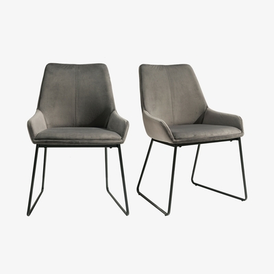 Out & Out Original Mona - Velvet Chair - Grey - Set of 2