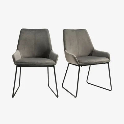 Out & Out Original Mona - Velvet Chair - Grey - Set of 2