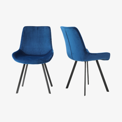 Out & Out Original Aria – Velvet Chairs – Blue - Set of 2