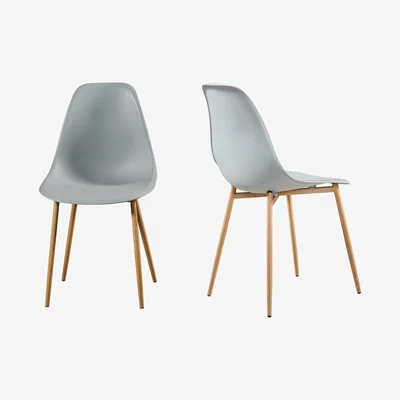 Out & Out Original Astrid – Resin Chairs – Grey – Wood Legs - Set of 2