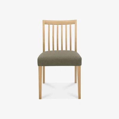 Downtown Brampton Oak Low Slat Back Fabric Chair (Pair)