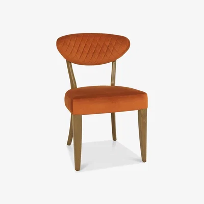 Downtown Downtown Winnipeg Rustic Oak Upholstered Dining Chair Pair - Mustard Velluto Velvet