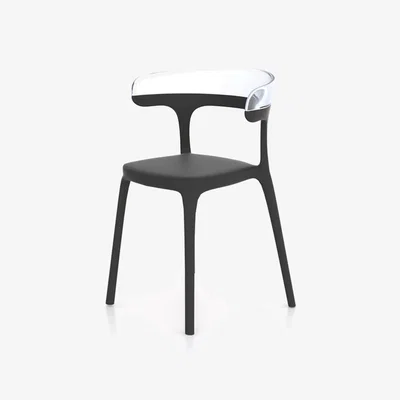 Downtown HND Luna Anthracite Dining Chair - Clear Back In DarkGrey