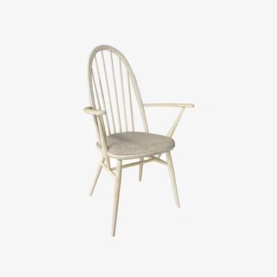 Downtown Ercol Upholstered Quaker Dining Armchair - Fabric Grade E