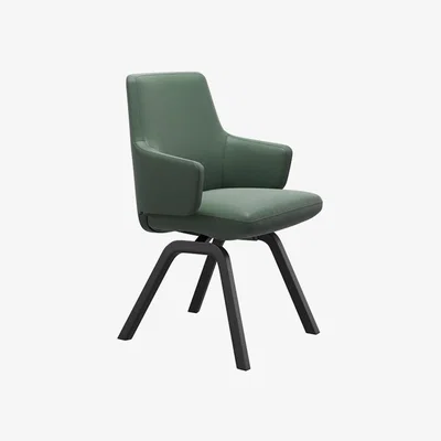 Downtown Stressless Vanilla Low Back D200 Dining Chair With Arms, Leather, Matte