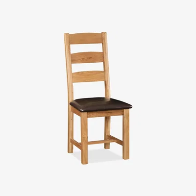 Downtown Downtown Ascot Slatted Dining Chair With PU Seat Pair, Wood