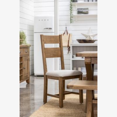 Downtown Juniper Pair of Upholstered Slat Back Dining Chairs - Smoked Oak In SmokedOak