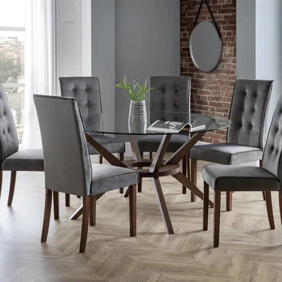 Downtown Julian Bowen Madrid Velvet Dining Chair In Grey