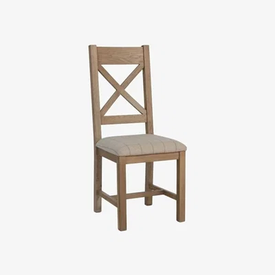Downtown Hexham Cross Back Dining Chair Natural Check