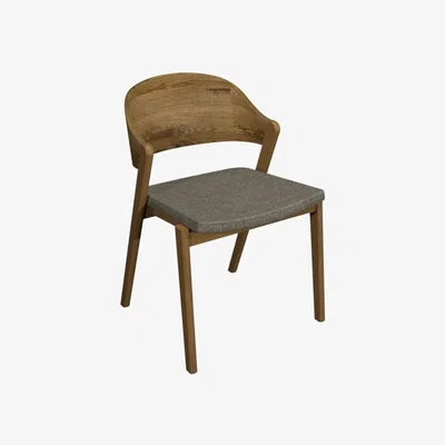 Downtown Kingston Rustic Oak Ply Back Dining Chair - Lotus Grey Fabric Pair