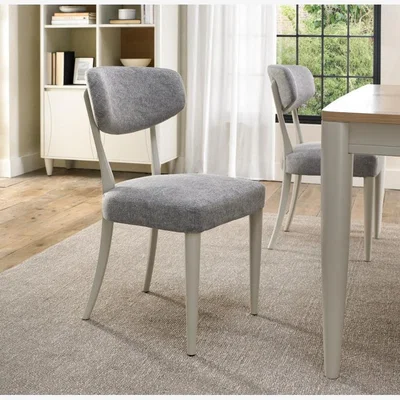 Downtown Delta Soft Grey Upholstered Back Dining Chair - Grey Lotus Fabric Pair