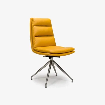Downtown Nevada Swivel Dining Chair Stainless Steel Frame Ochre Seat