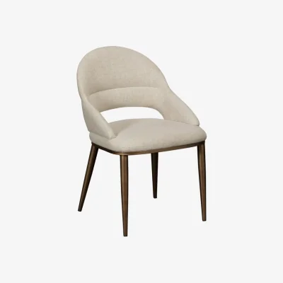 Downtown Davos Upholstered Dining Chair Pair - Brushed Bronze/Cream