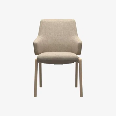 Downtown Stressless Vanilla Low Back D100 Dining Chair With Arms, Leather
