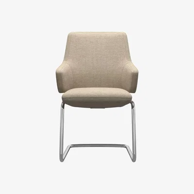 Downtown Stressless Vanilla Low Back D400 Dining Chair With Arms, Leather