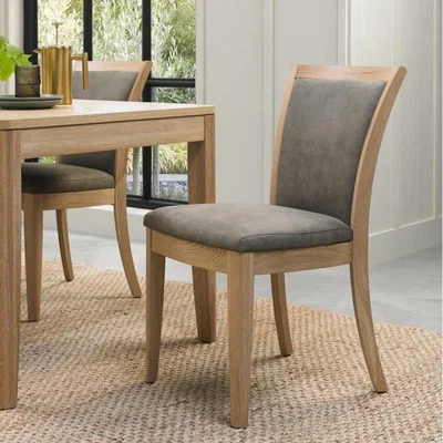 Downtown Jasper Oak Pair of Upholstered Dining Chairs - Mocha In Brown