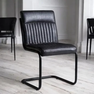 OAT Home Kildare Charcoal Faux Leather Dining Chair Set of 2
