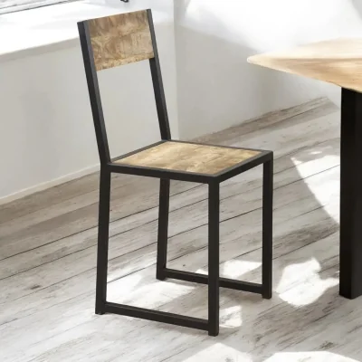 OAT Home Sligo Industrial Metal & Wood Dining Chair Set of 2