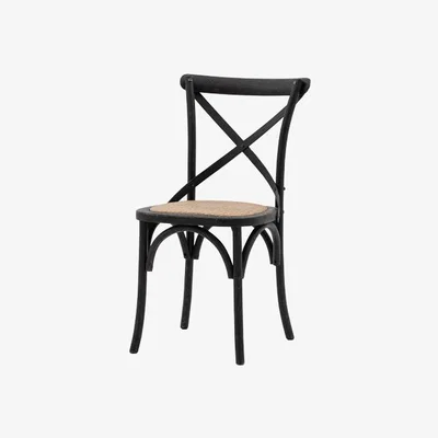 Perch and Parrow Theodore Rattan Dining Chair in Black - Set of 2