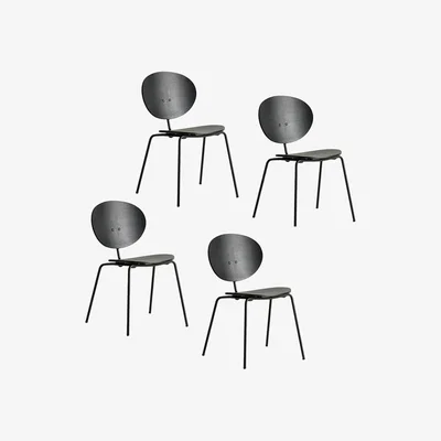 Perch and Parrow Iria Black Dining Chair, Set of Four