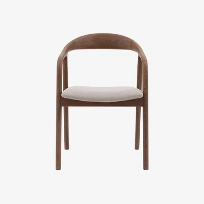 Perch and Parrow Menorca Walnut Upholstered Dining Chair, Set of 2