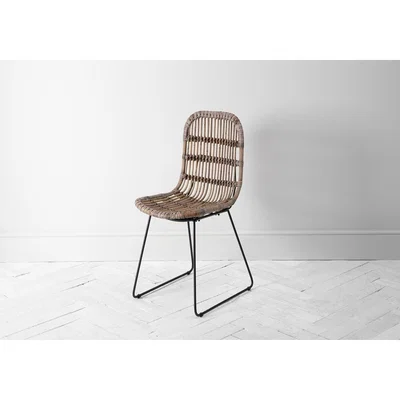 Perch and Parrow Tabarca Stained Rattan Chair Set of Two