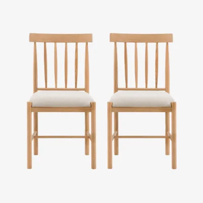 Perch and Parrow Harvest Upholstered Dining Chair in Natural, Set of 2