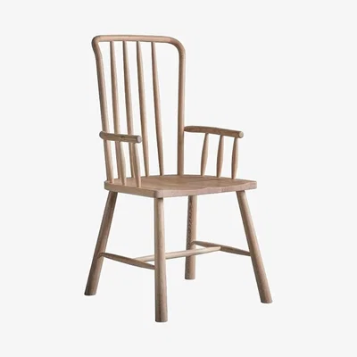 Perch and Parrow Rebecca Oak Dining Chair with Arms - Set of Two