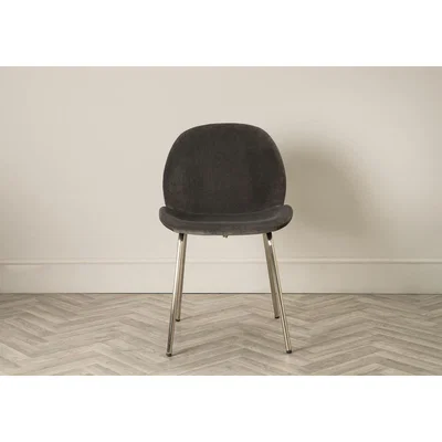 Perch and Parrow Ella Velvet Dining Chair in Charcoal Grey, Set of Two