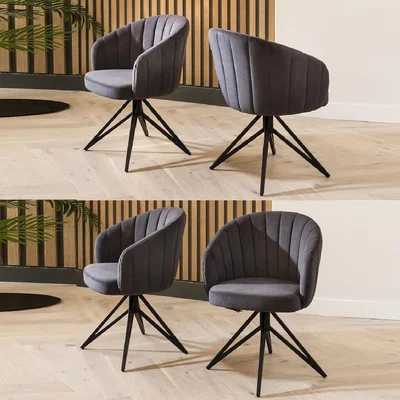 Quatropi 4 x ExDisplay Hattie Swivel Carver Dining Chairs Grey