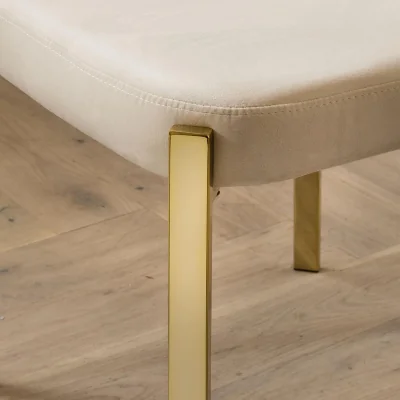 Quatropi Set of 2 Contemporary Velvet Dining Chairs Cream Fabric Gold Legs