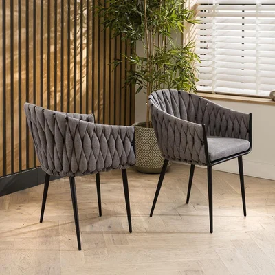 Quatropi 2 Pandora Braided Rope Dining Chairs Grey