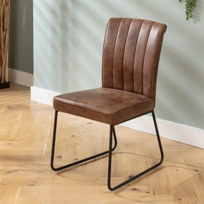 Quatropi Luxury Dining Chair Antique Brown Leather-Look Fabric