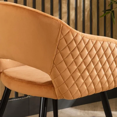Quatropi Lucy Velvet Carver Dining Chair with Arms Orange