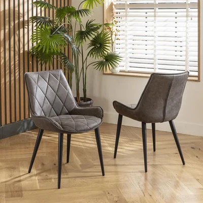 Quatropi 2 Mollie Fabric Dining Chairs Dark Grey