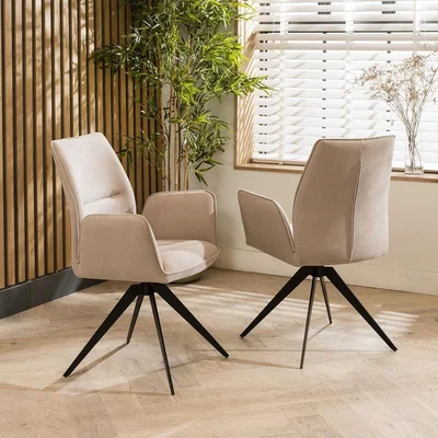 Quatropi 2 Nova Swivel Carver Dining Chairs Mink